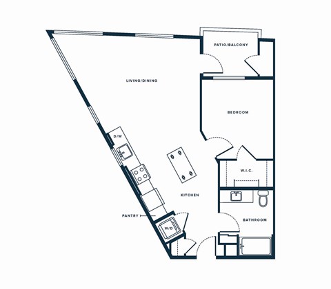 a floor plan of a 1 bedroom floor plan with an open 1024x840